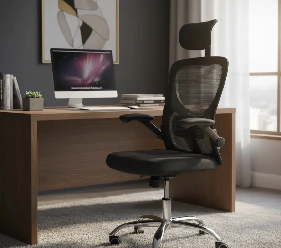 Cadeira De Escritório Ergonômica Ravena Apoio Lombar E Nuca