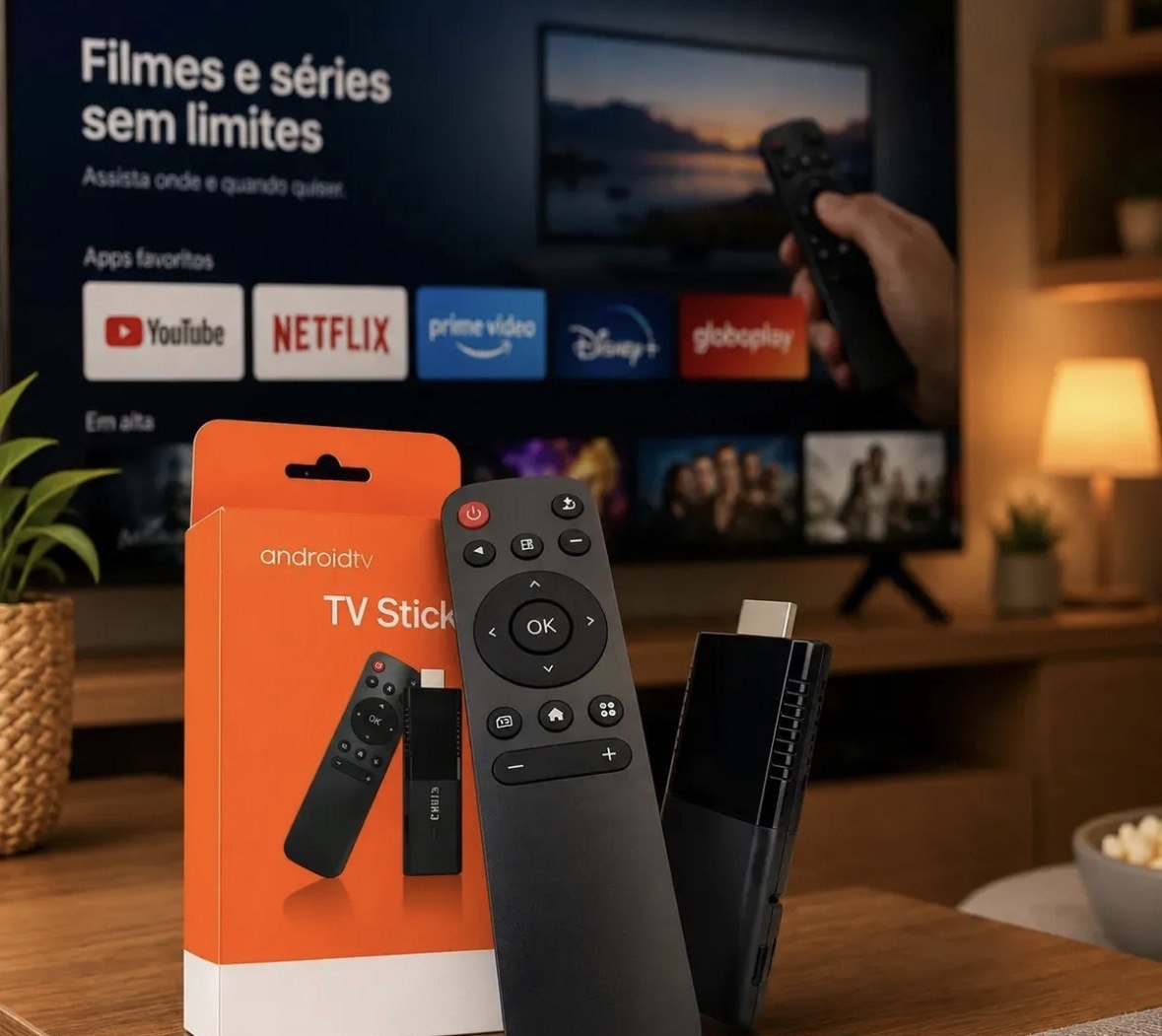 Tv Stick 4k Android Chromecast Smart Hdmi Wifi Ao Vivo Preto Padrão