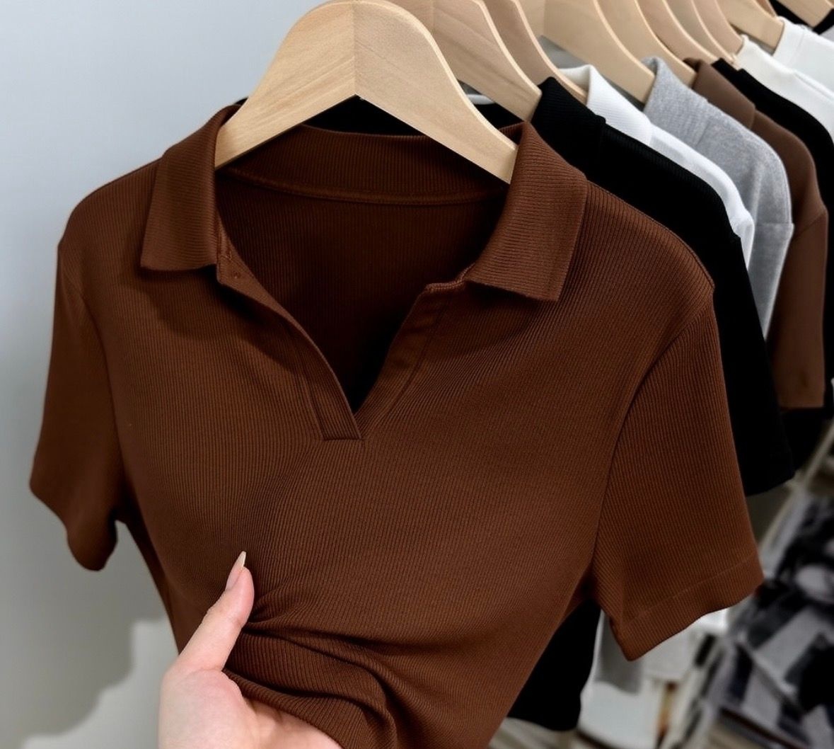 Kit 3 Blusa Feminina Gola Polo Canelada 3 cores