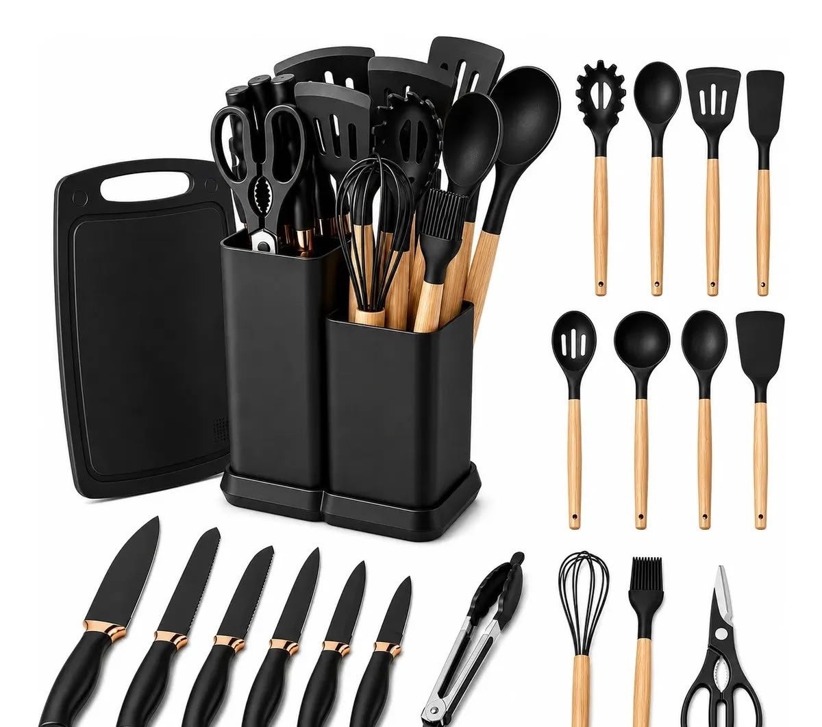 Kit Utensílios Jogo 19 Peças Conjunto Em Silicone