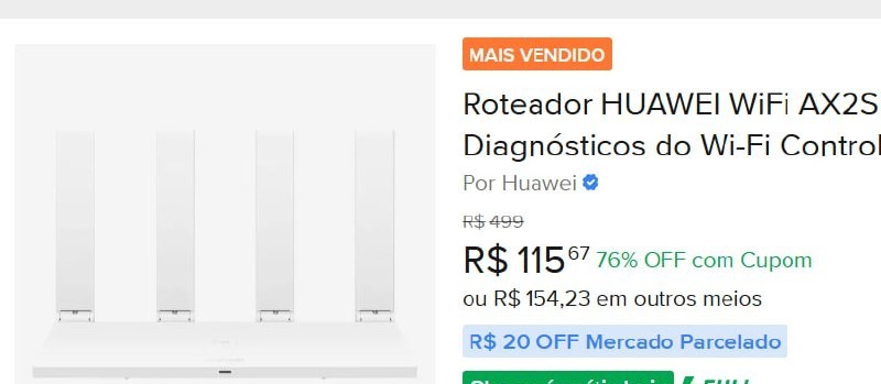 Roteador HUAWEI WiFi AX2S 5 GHz Wi-Fi 6