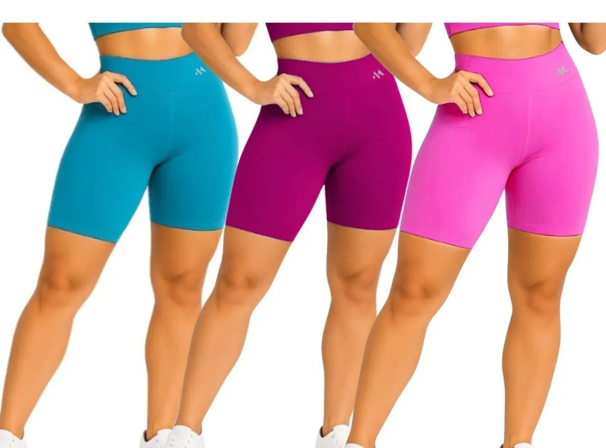 Kit 3 Bermuda Blackout Moda Fitness Conforto Na Academia