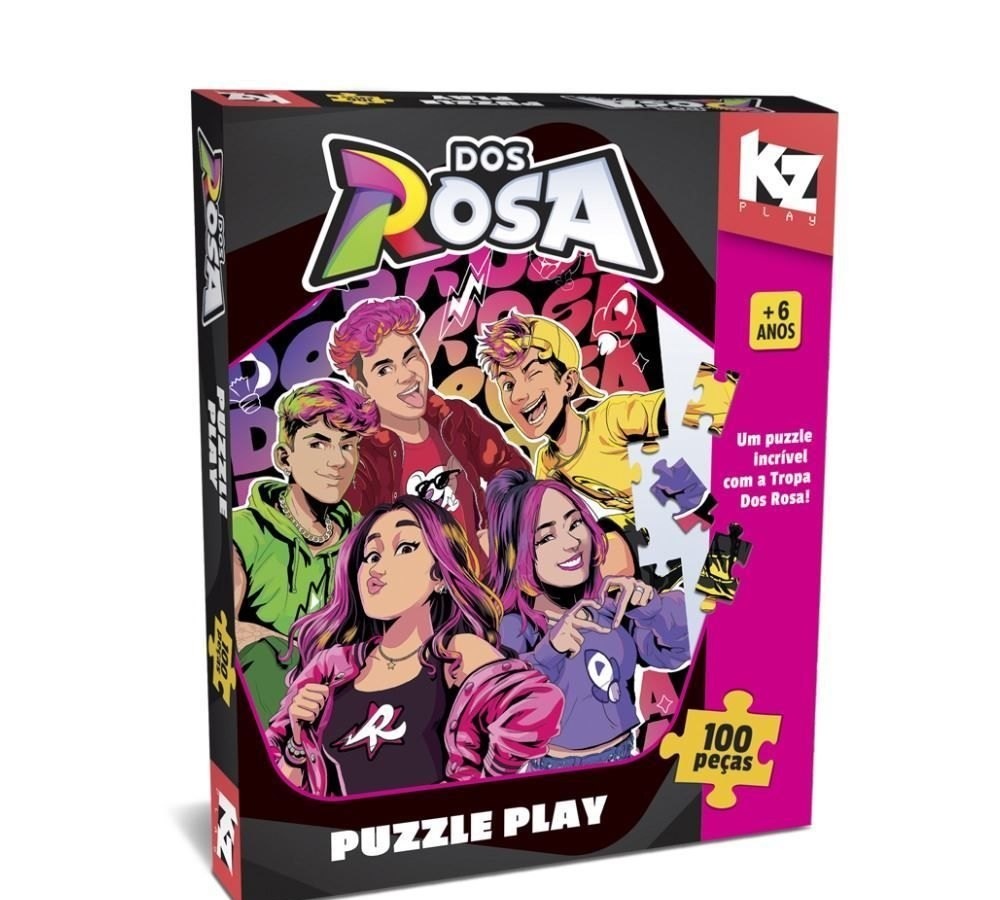 Quebra-cabeça KZ Play Dos Rosa 100 Peças 24 x 34 cm