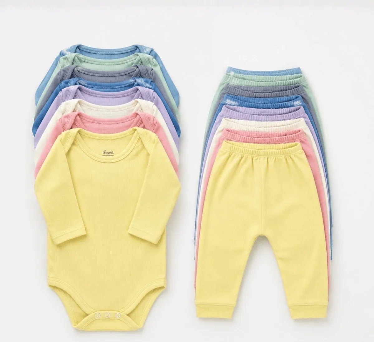 Kit 10 Peças Bebê Body M. Longa Mijão Canelado Menino Menina