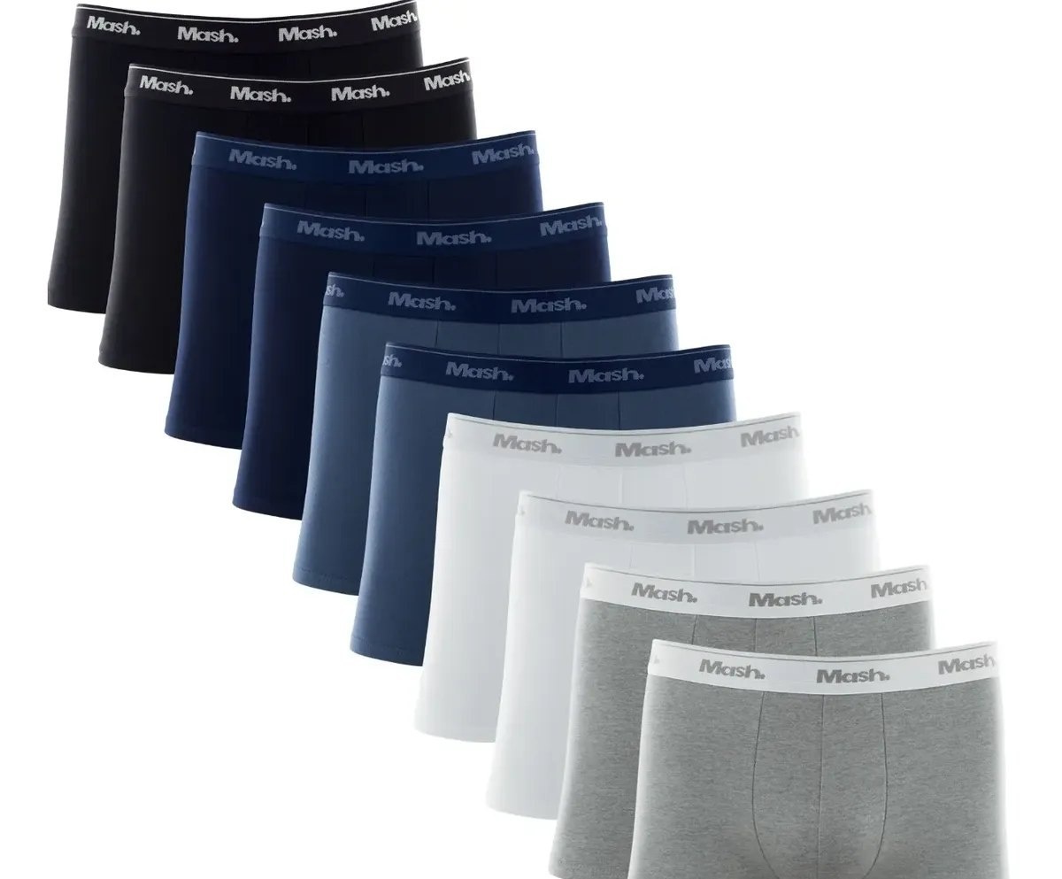 Kit Com 10 Cuecas Boxer Algodão Cotton Masculina Adulto Mash