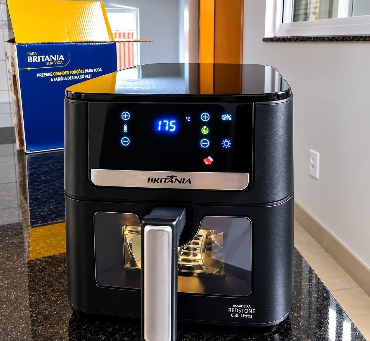 Air Fryer Britânia 6,5L 8 Funções Painel Digital 1700W