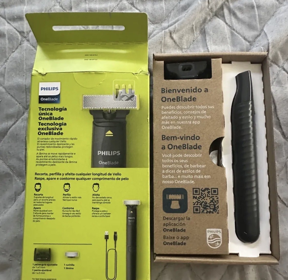 Barbeador e Aparador Elétrico Philips OneBlade com Pente 5 em 1, Sem Fio e À Prova DÁgua - QP142510