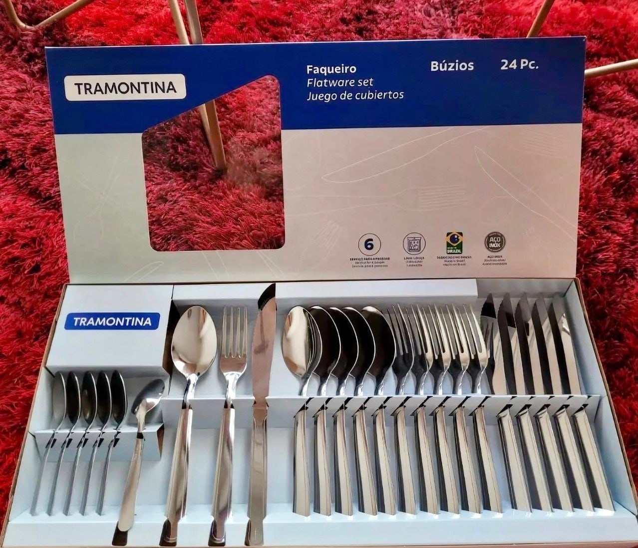 Jogo Talheres Faqueiro Búzios Aço Inox 24 Peças Tramontina