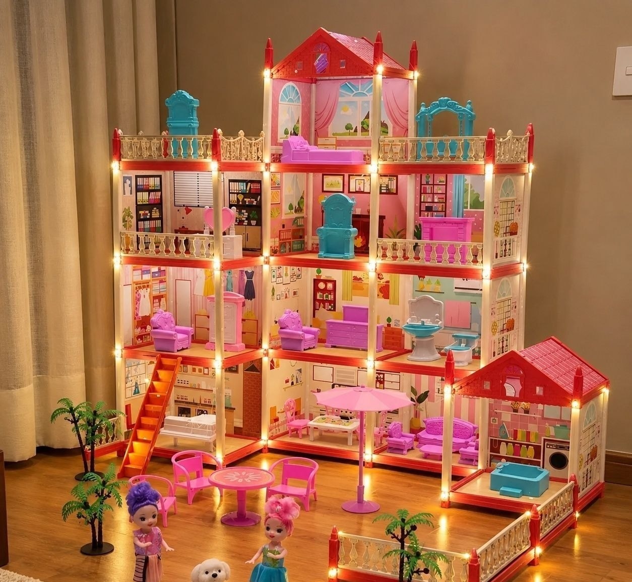 Casinha de Boneca Castelo Da Princesa  4 bonecas