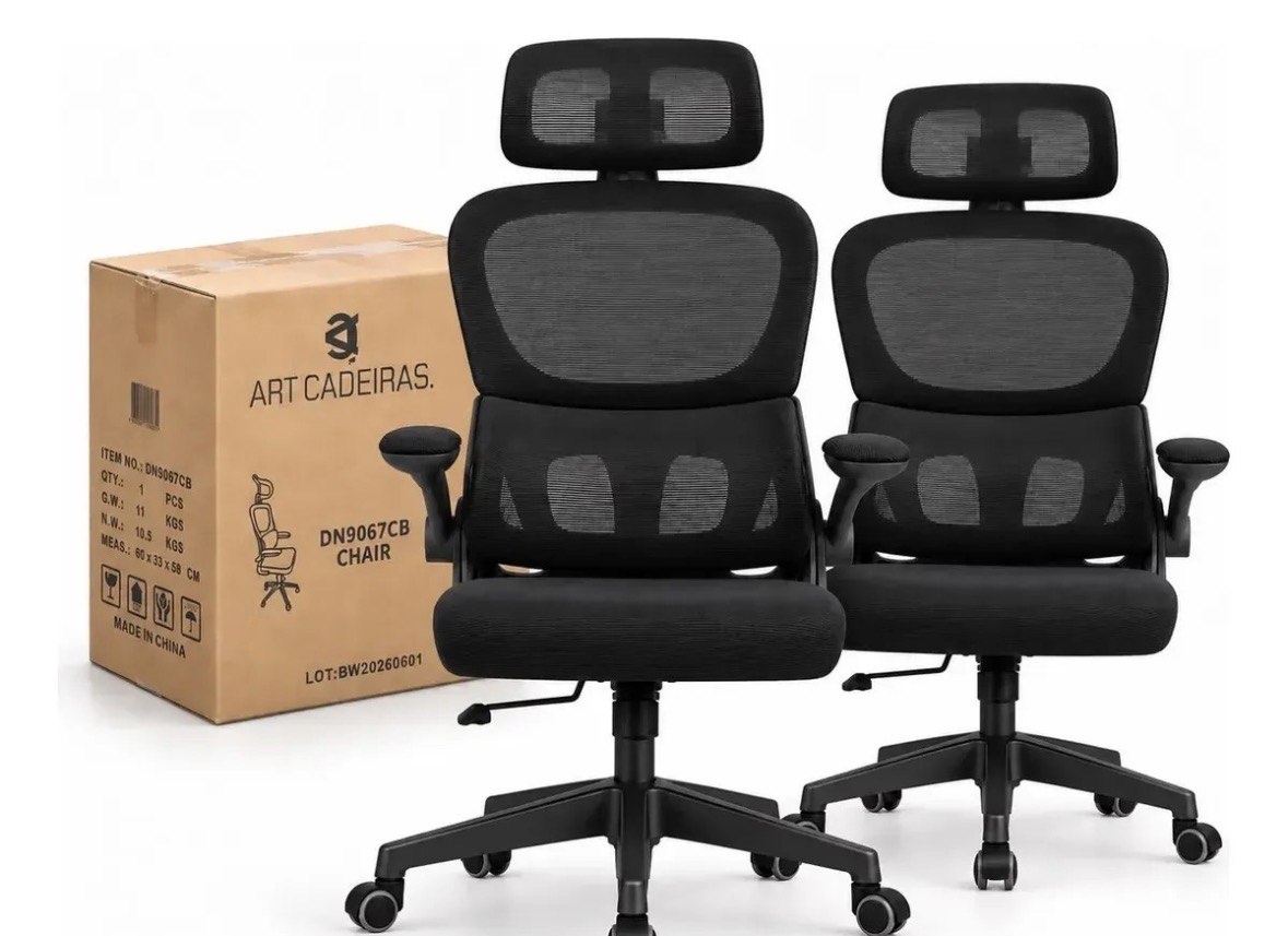 Kit 2 Cadeiras De Escritório Ergonômica Suporte Lombar Nr17