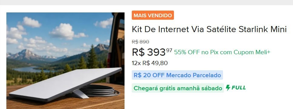Kit Starlink Mini Internet Via Satélite