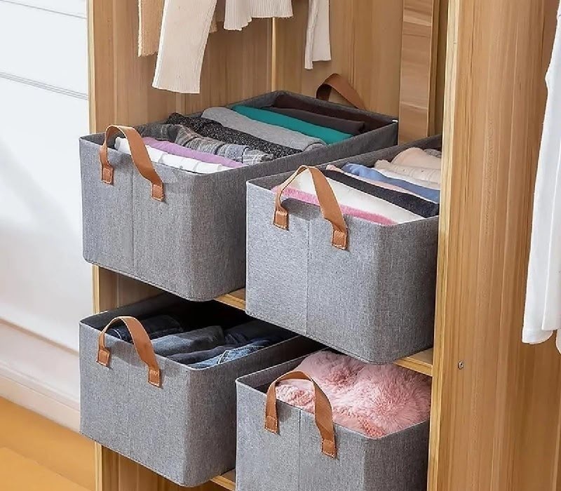 4 Caixas Organizadora De Guarda Roupa Cesto Gaveta Dobrável