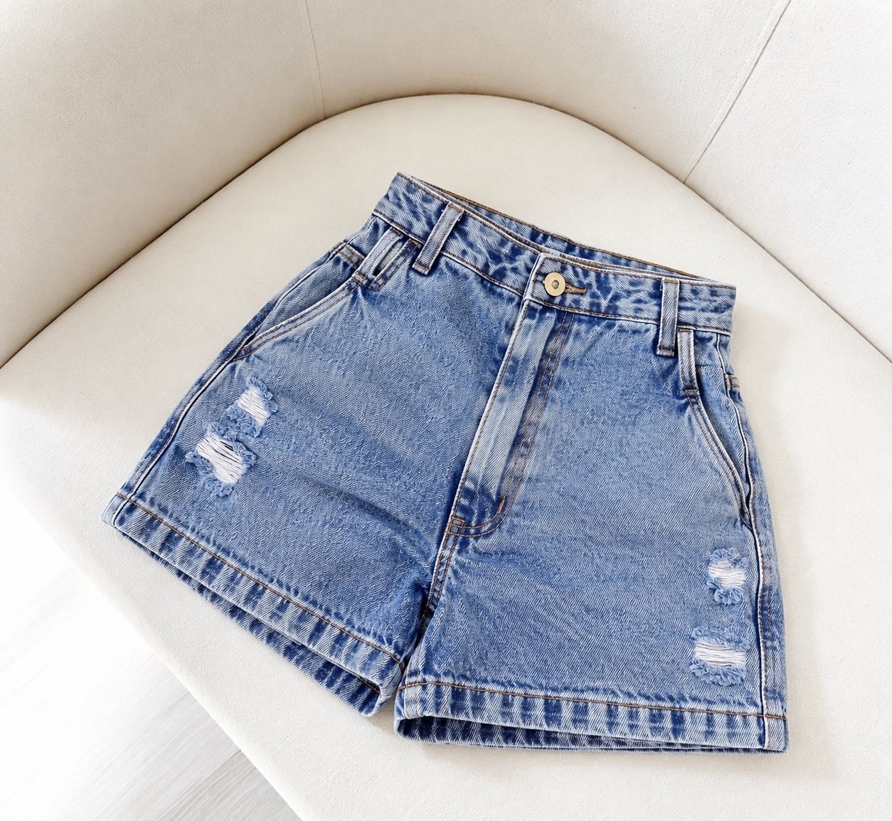 Short Mon 100 Boyfriend Meia Coxa Cintura Alta 3 cores