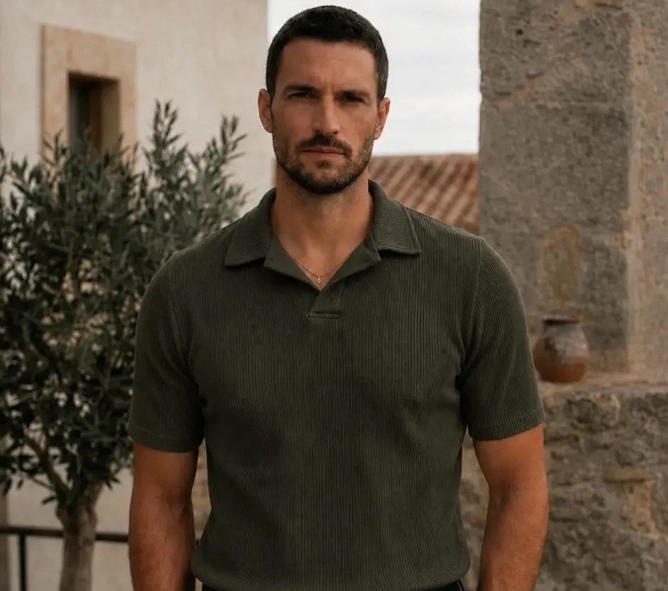 Camisa Camiseta Polo Texturizada Sem Botão