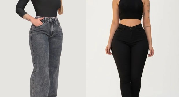Calça Jeans Wide Leg Feminina Pantalona Cintura Alta