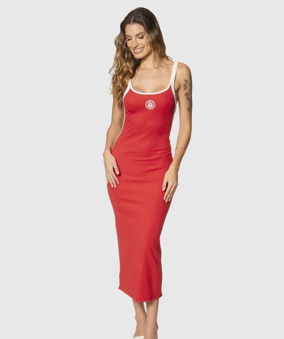 Vestido Cropped Alça Bicolor Farm Feminino