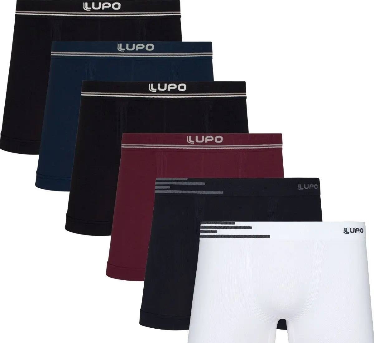 Kit 6 Cuecas Box Sem Costura Boxer Lupo Microfibra