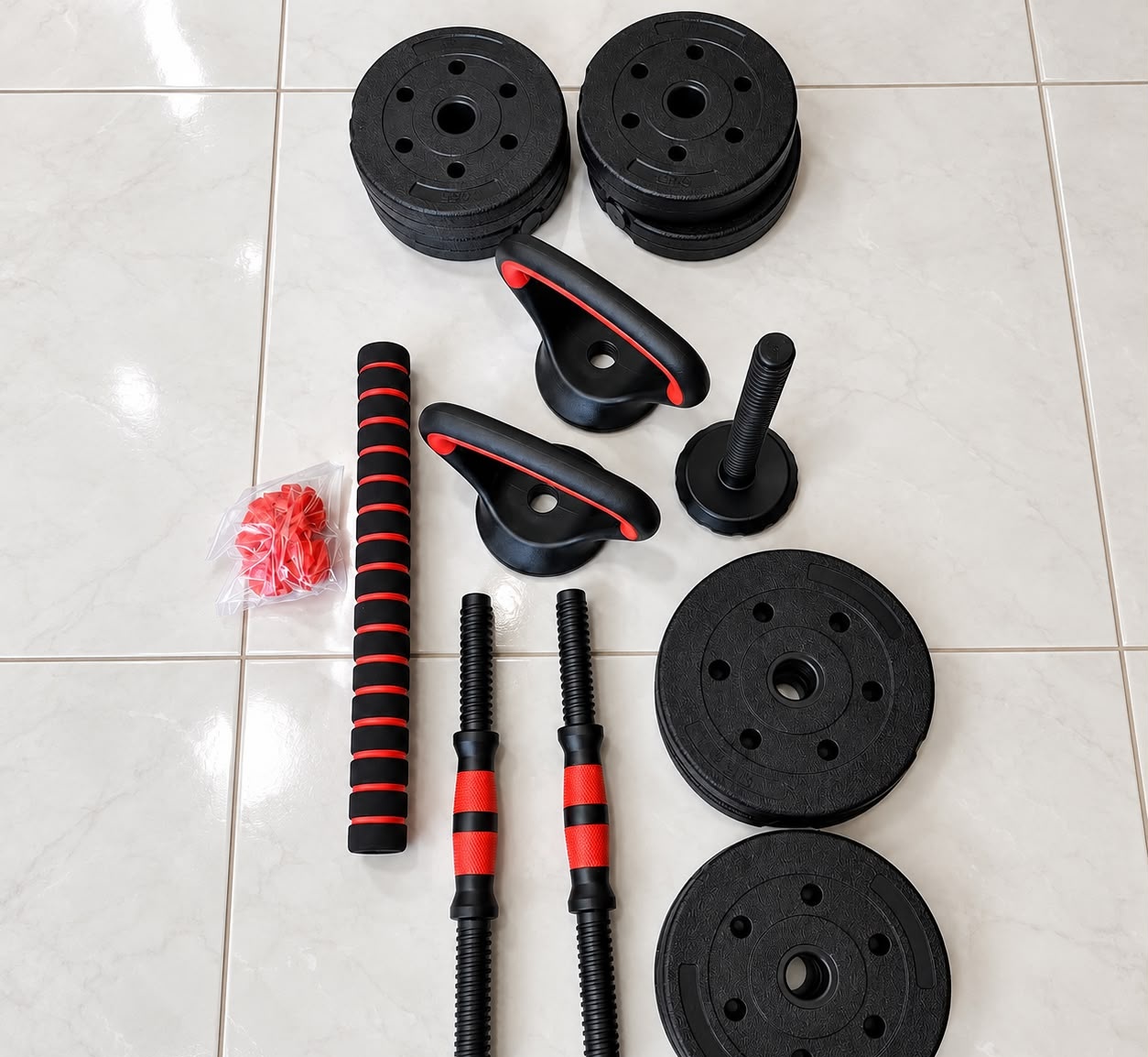 Kit Halteres 6 em 1 Peso Musculação 15kg Ajustável