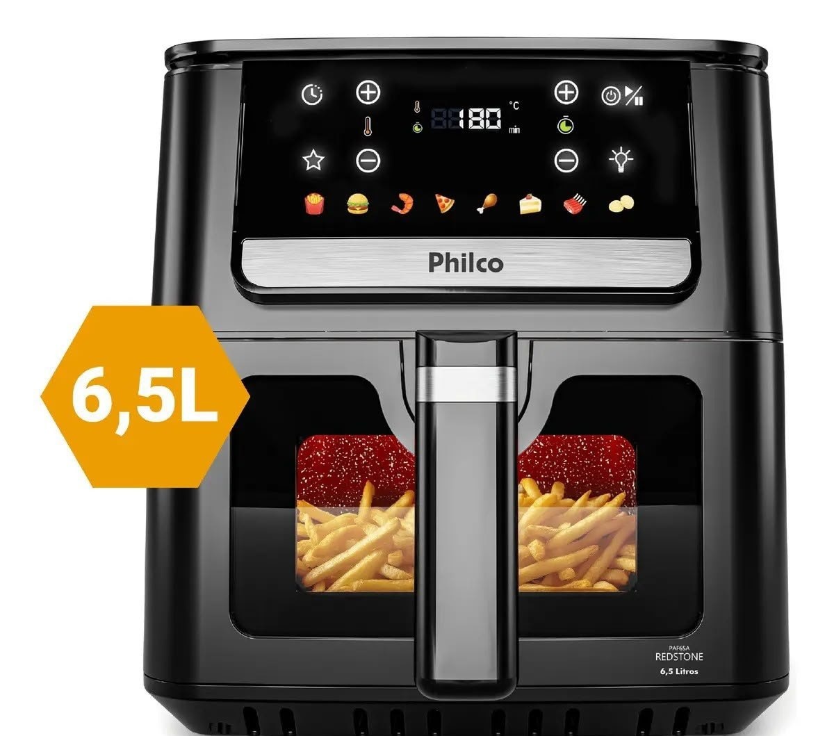 Air Fryer Philco 6,5L Visor Glass e Redstone 1700W PAF65A