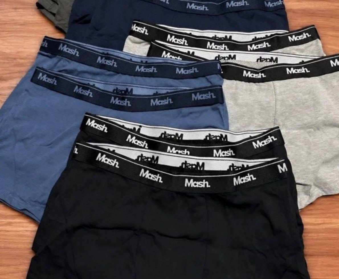 Kit com 10 Cuecas Boxer Algodão Cotton Mash