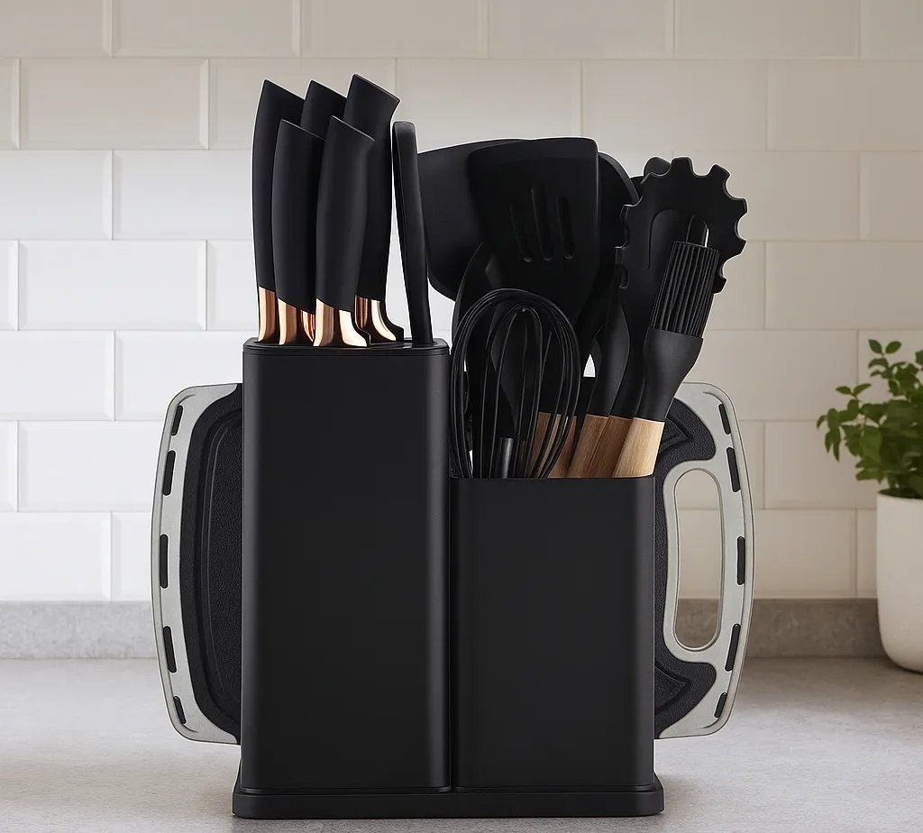 19 Peças Kit Utensilios Cozinha Tábua Em Silicone Espátula
