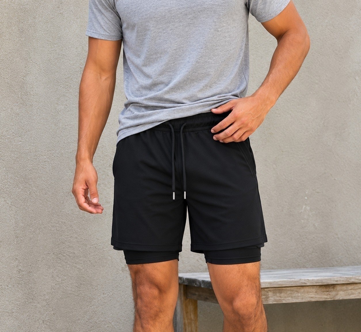 Kit com 3 Shorts 2 Em 1 Duplo Academia