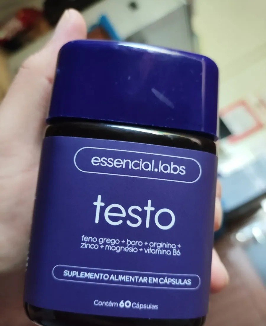 Testo Essencial 60 Cápsulas com Feno Grego  Boro  Arginina  ZMA  Vitamina B6