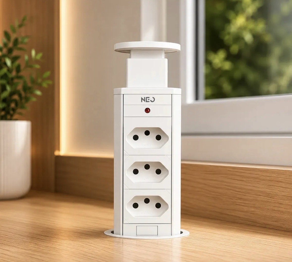 Torre 3 Tomadas Embutir Retrátil Elevor Para Bancada Branco Cod 370025676 Neo Avant