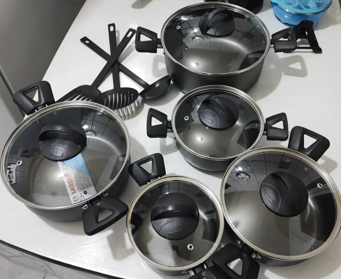 Conjunto de Panelas Caçarolas 8 Peças Antiaderente