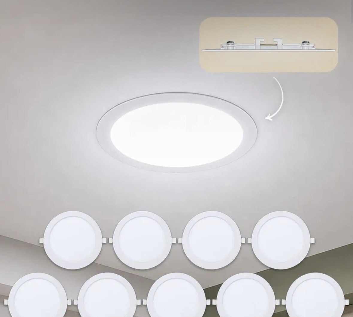 Kit 10 Painel Led Plafon Aluminio Embutir 18w 6500K Branco Frio 22cm Redondo Cod ALUT001983-10 Alut By Avant