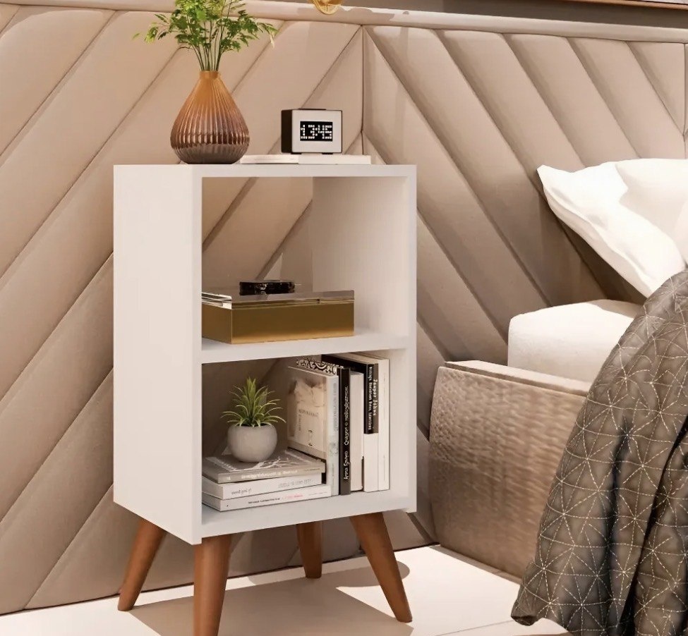 Mesa De Cabeceira Criado Retro Cama Quarto Suite Cor Branca