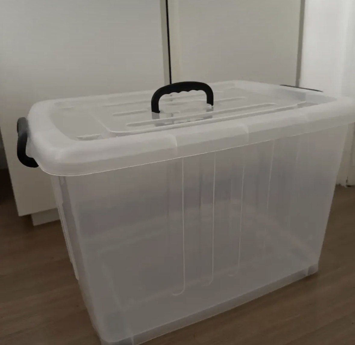 03 Caixa Organizadora Grande Plástico 78 Litros Transparente