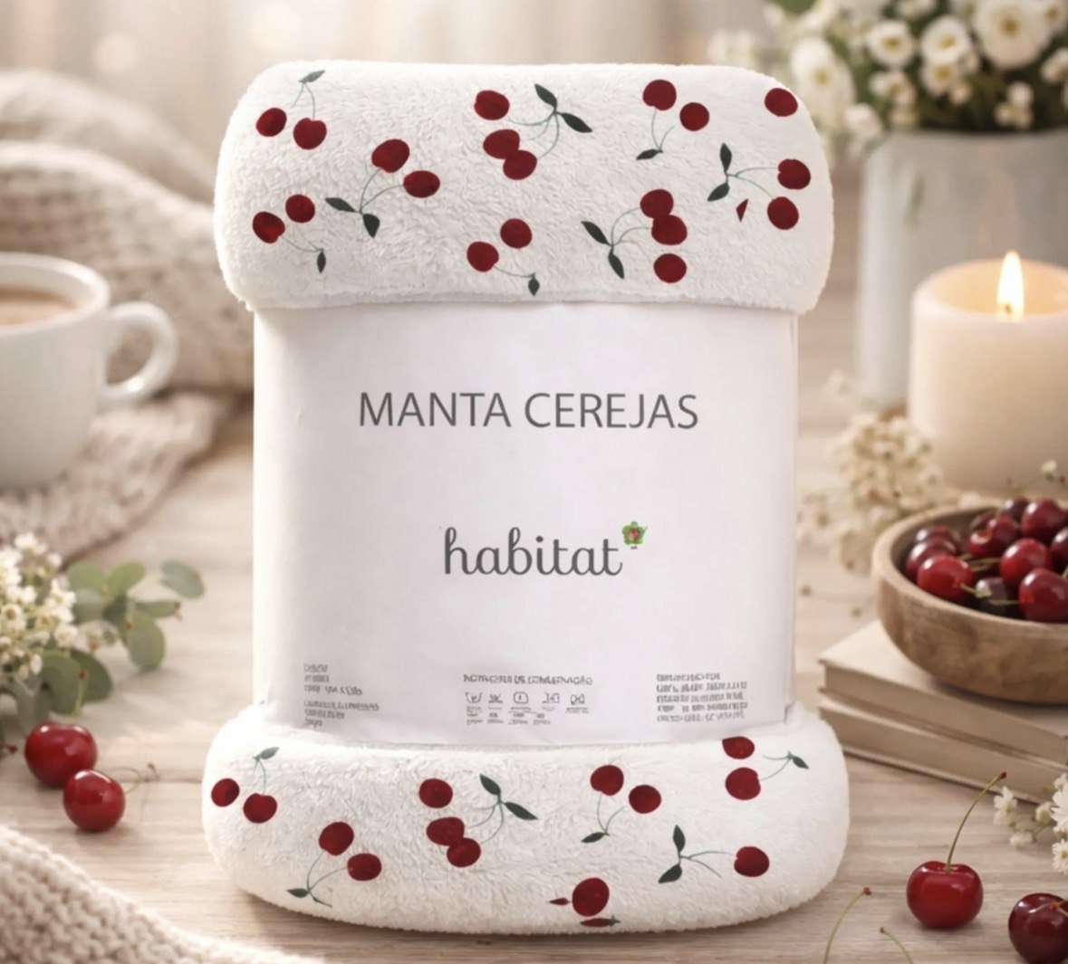 Manta Casal Macia Quentinha Microfibra Antialérgica Cereja
