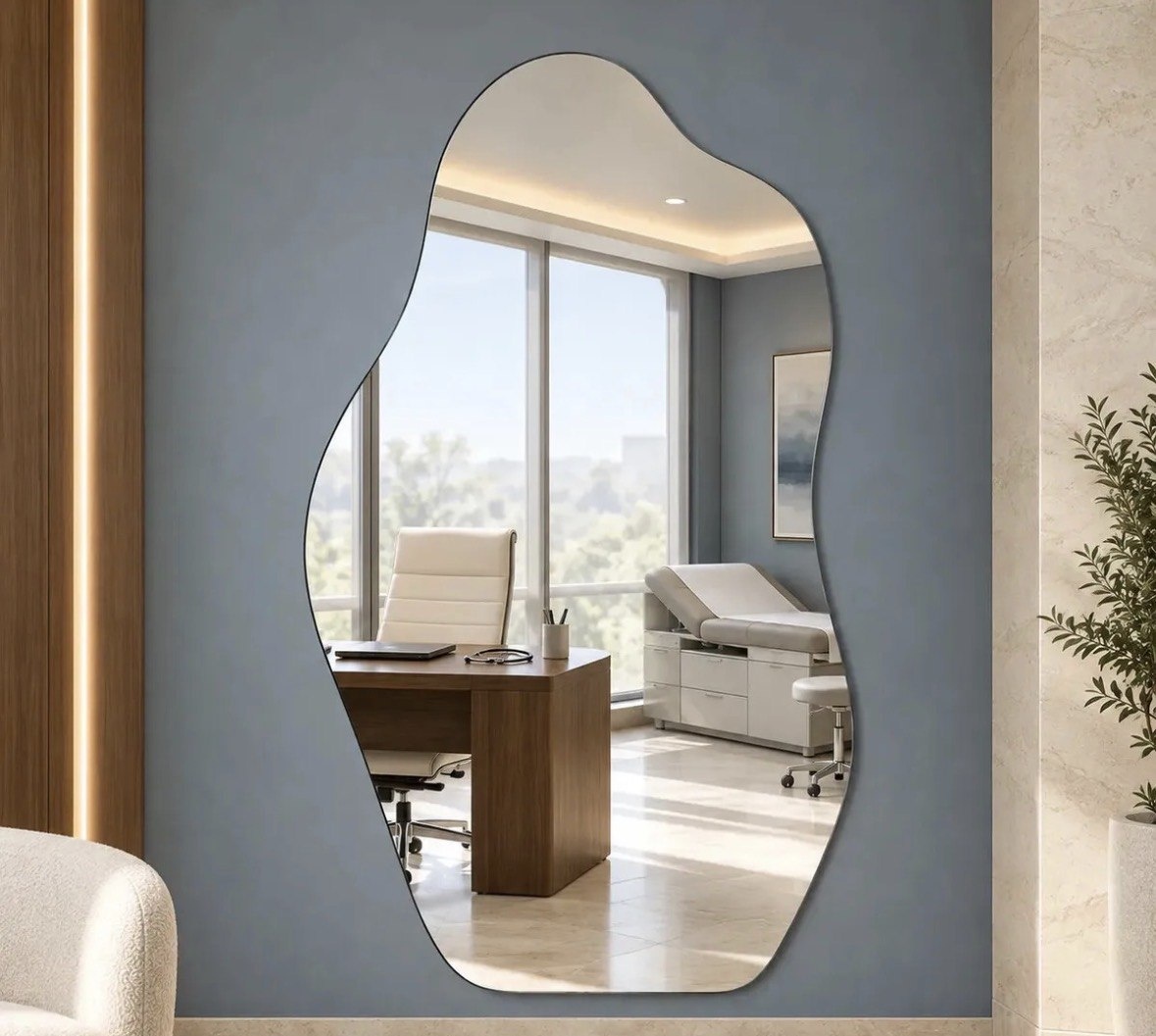 Espelho Lopazzi Orgânico Magnus 90cmx40cm Corpo Inteiro Pinterest Lapidado 3mm Pinterest Quarto Sala Hall Corredor Lavabo Banheiro Polido - Suporte