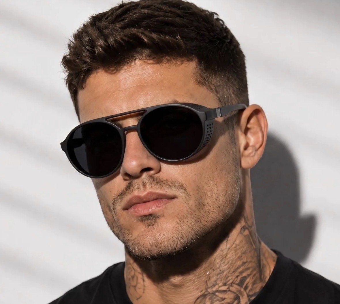Óculos De Sol Masculino Redondo Uv400 Steampunk