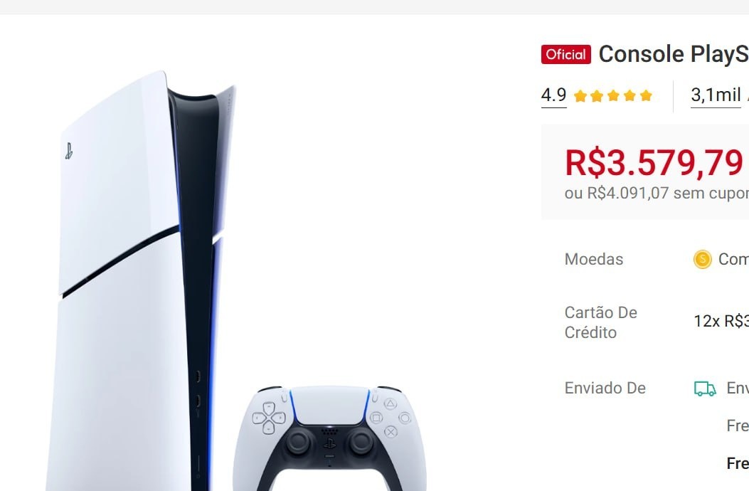 Console PlayStation 5 Edição Slim Digital 825Gb Novo Lacrado