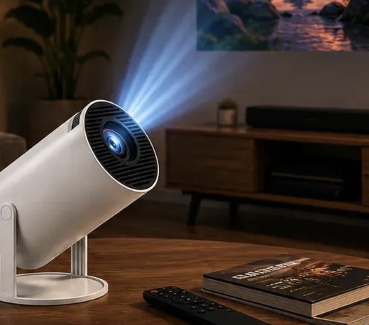Projetor Portátil HY300 Mini 4K Compatível Android 11 Wi-Fi 5G Bluetooth Smart Portátil Rotação 180 Tela Grande para Filmes Séries Jogos Aulas e Apresentações Home Theater Cinema