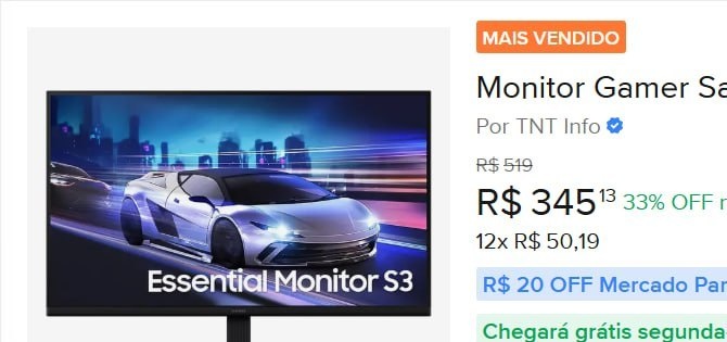 Monitor Gamer Samsung Essential S3, 24 FHD, 120 Hz