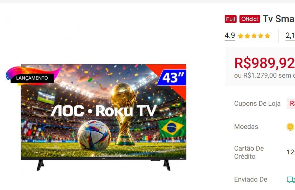 TV Smart 43 AOC Roku HD