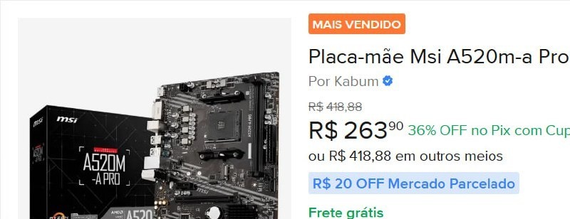 Placa-mãe MSI A520M-A Pro AM4 mATX DDR4