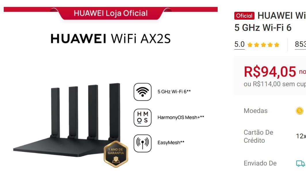 Roteador HUAWEI WiFi AX2S