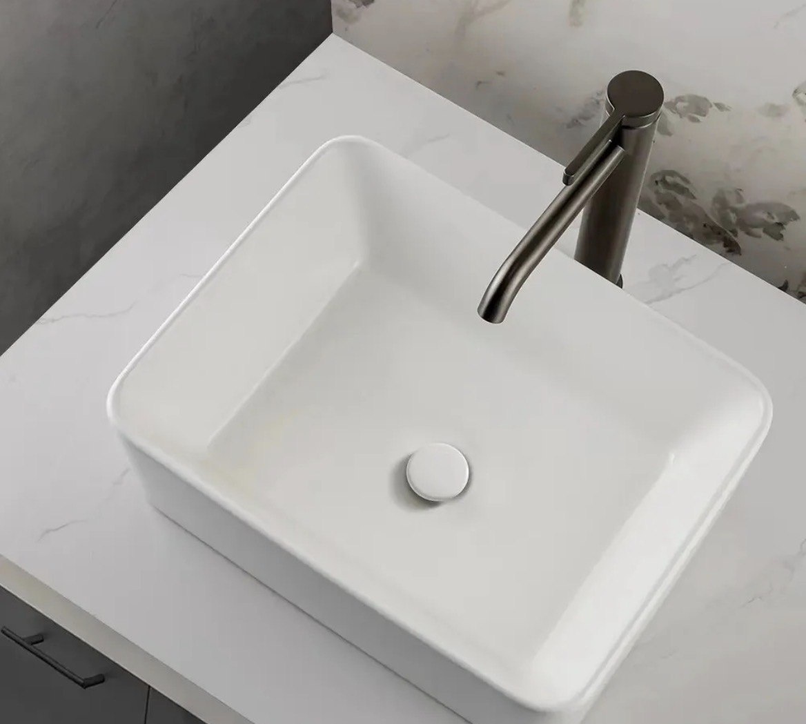 Cuba De Apoio Branca Cerâmica 40x30cm acabamento premium hidrófuga para banheiro moderno Winda