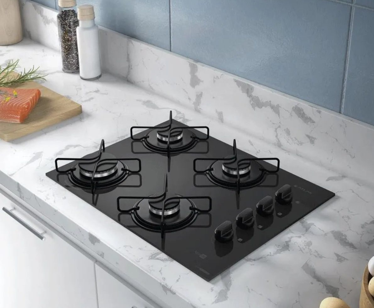 Cooktop 4 Bocas Atlas Agile Up Mesa Vidro Bivolt