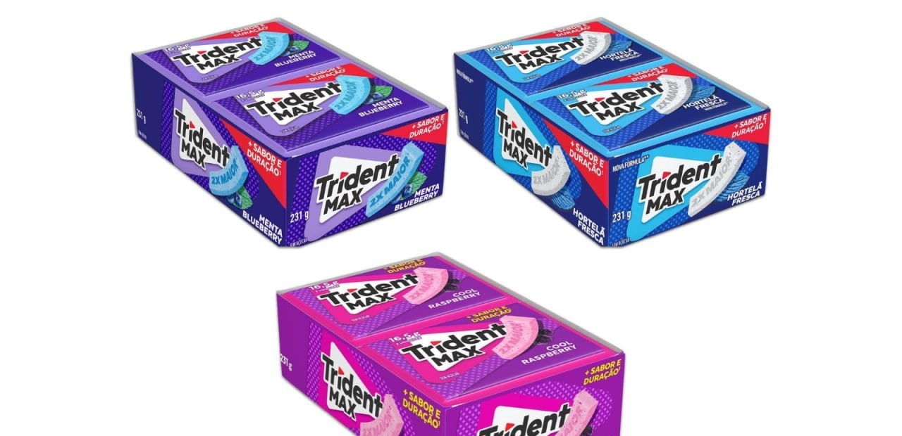 Cx 14 un. Chiclete Trident Max Sem açúcar 16,5g