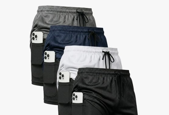 Kit 4 Shorts 2 Em 1 Duplo Dryfit Compressão Térmic
