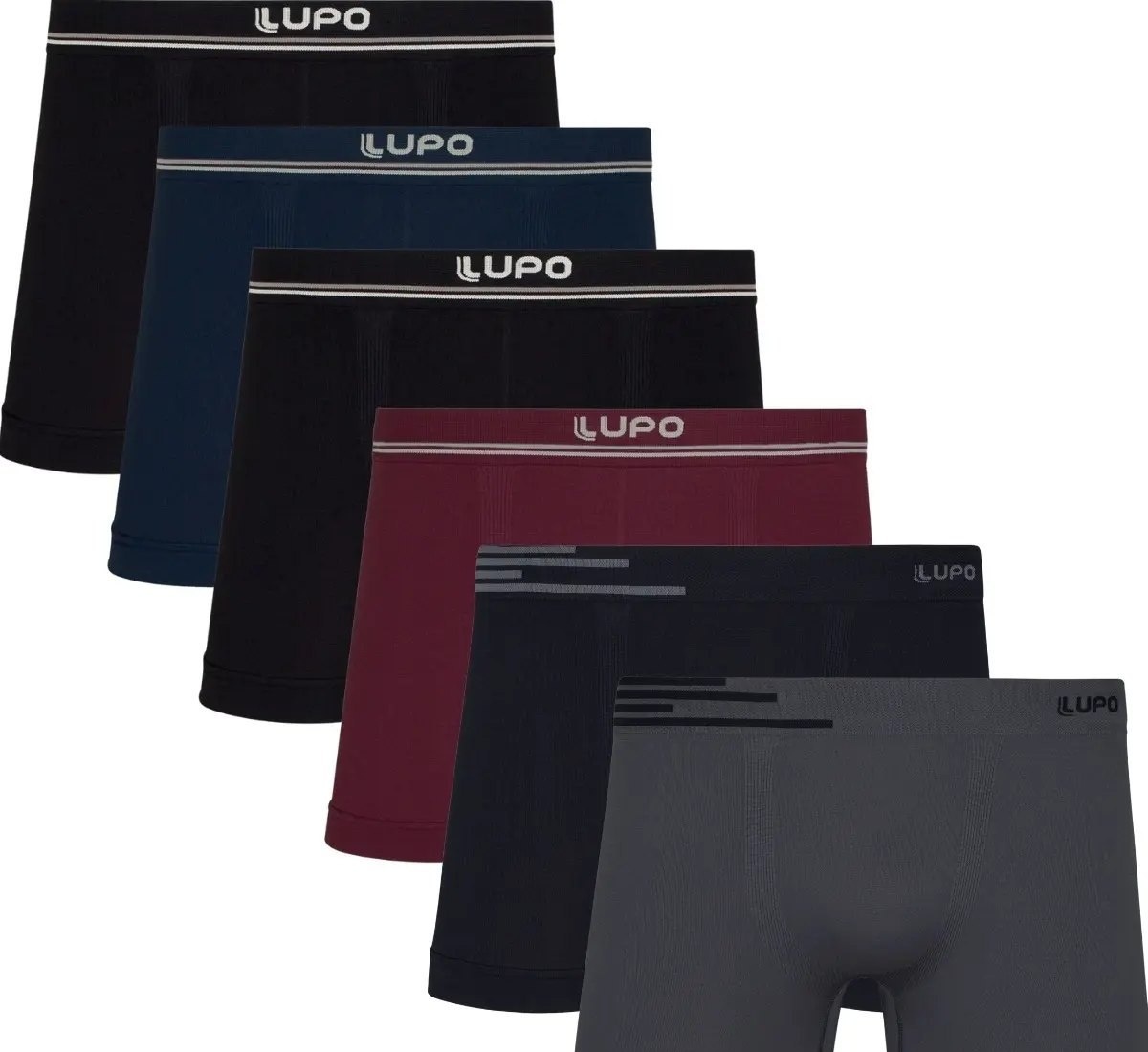 Kit 6 Cuecas Lupo Boxer Box Sem Costura Basic Microfibra