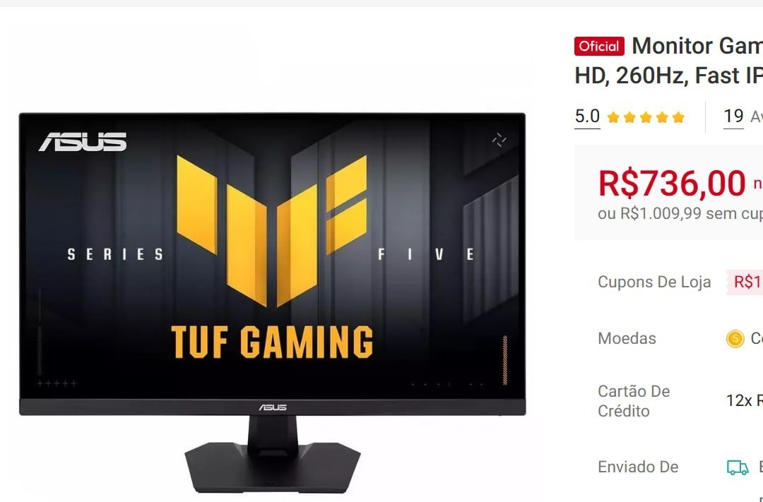 Monitor Gamer Asus TUF Gaming Series 5 VG279QM5F, 27 Pol, Full HD, 260Hz, Fast IPS, 0.3ms