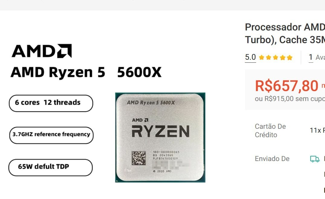 Processador AMD Ryzen 5 5600X