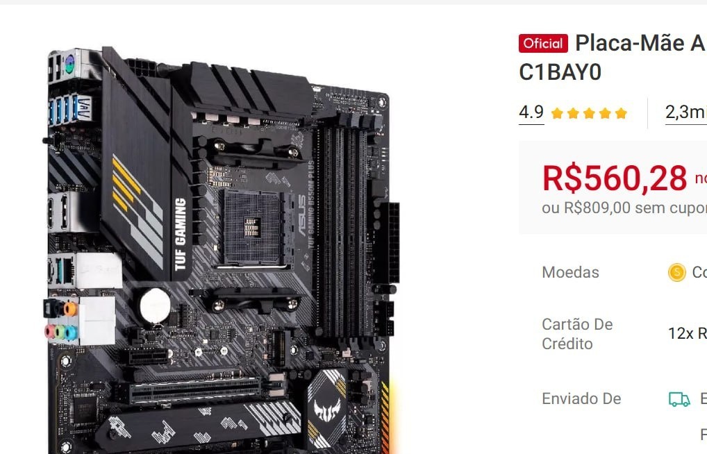 Placa Mãe ASUS AMD AM4 B550M-Plus TUF Gaming 4x DDR4 M-ATX