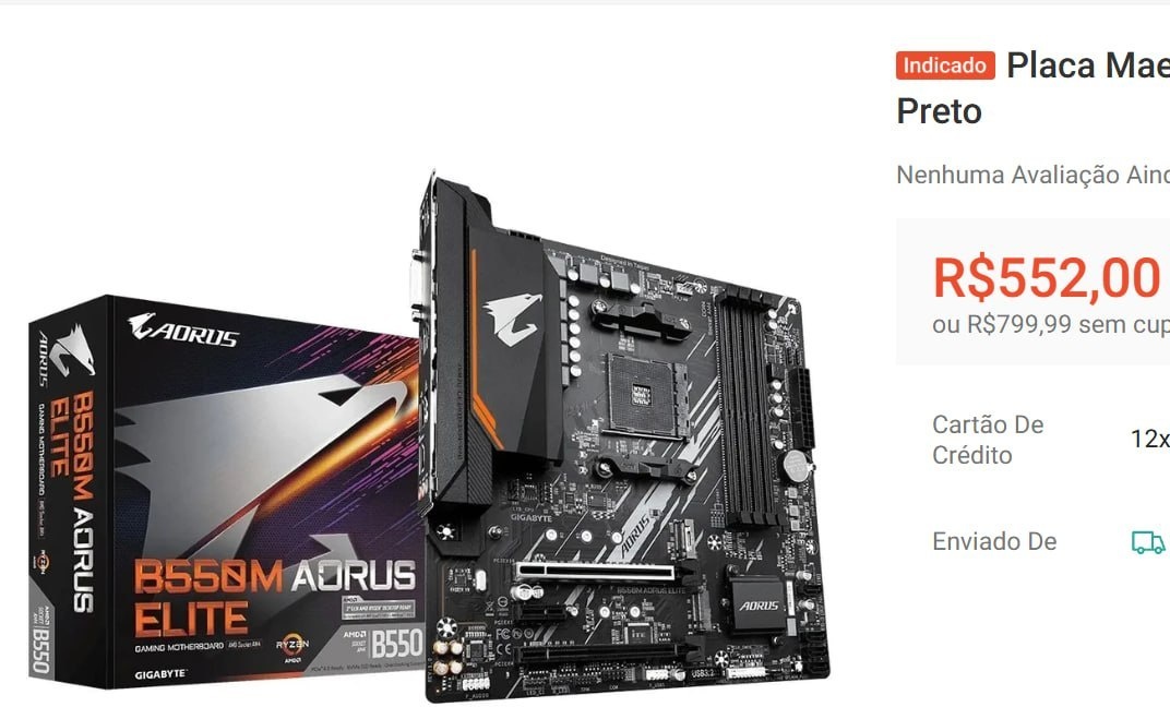Placa Mãe Gigabyte B550M Aorus Elite AM4 DDR4 HDMI M-ATX